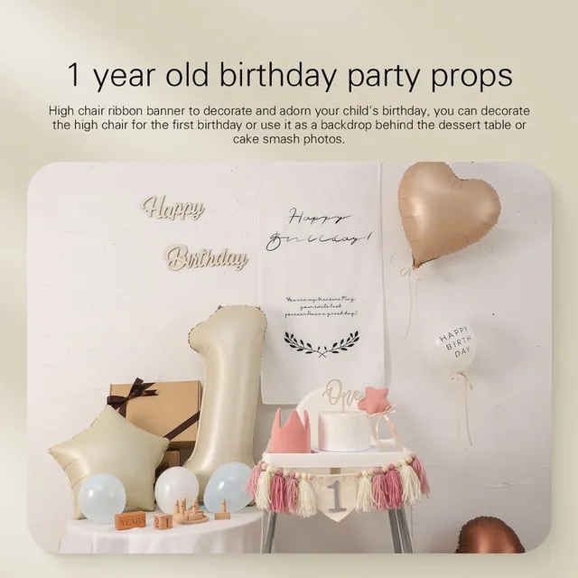 Comprar 1 año de edad, conjunto de pancarta de globos para bebé, niño y  niña, decoración para fiesta de feliz cumpleaños