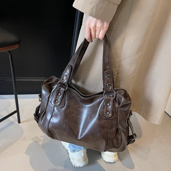 Borsa a Tracolla in Pelle PU da Donna, Grande Capacità, Borsa Messenger Casual, Borsa Hobo per Viaggi