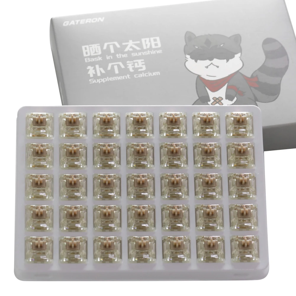 Originais Gateron Bebê Racoon Switches Linear 55g 5pin Pom Material Ouro-banhado a Mola Teclado Mecânico Pré-lubrificado Interruptor 35 Peças