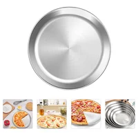 Round Pizza Pan Stainless Steel Kitchen Plate Home Dish Serving Tray Restaurant Use Plates Bowls Tableware Accessories Home 1