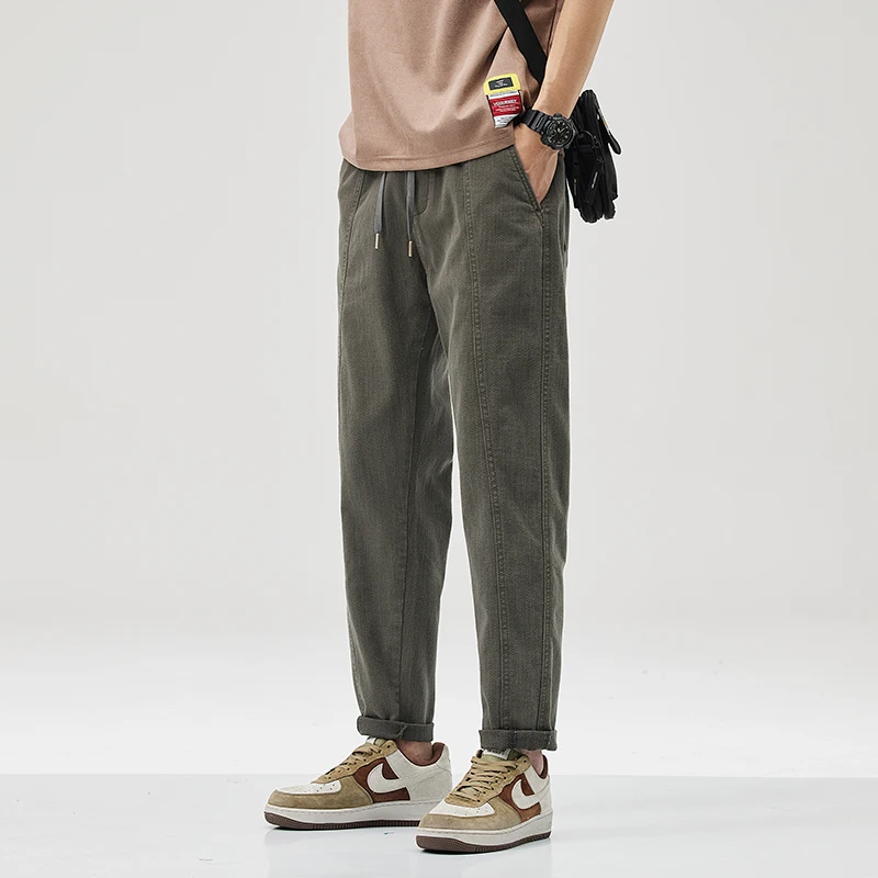 Harajuku Street Youth Fashion Harem Pants 2024 Spring Summer New Elastic Waist Slim Small Straight Casual Cargo Trousers