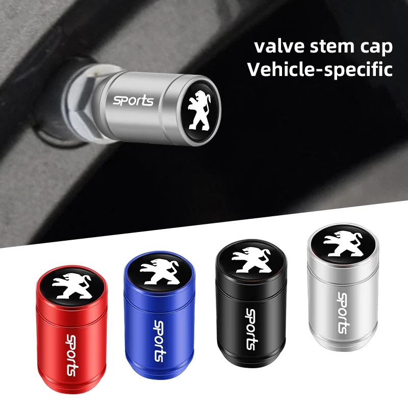 4Pcs Metal Tire Valve Caps Car Tyre Air Stems Cover For Peugeot 307 106 206 207 308 301 406 107 607 3008 807 408 205 108 4008 Car Wheel Valve Cap