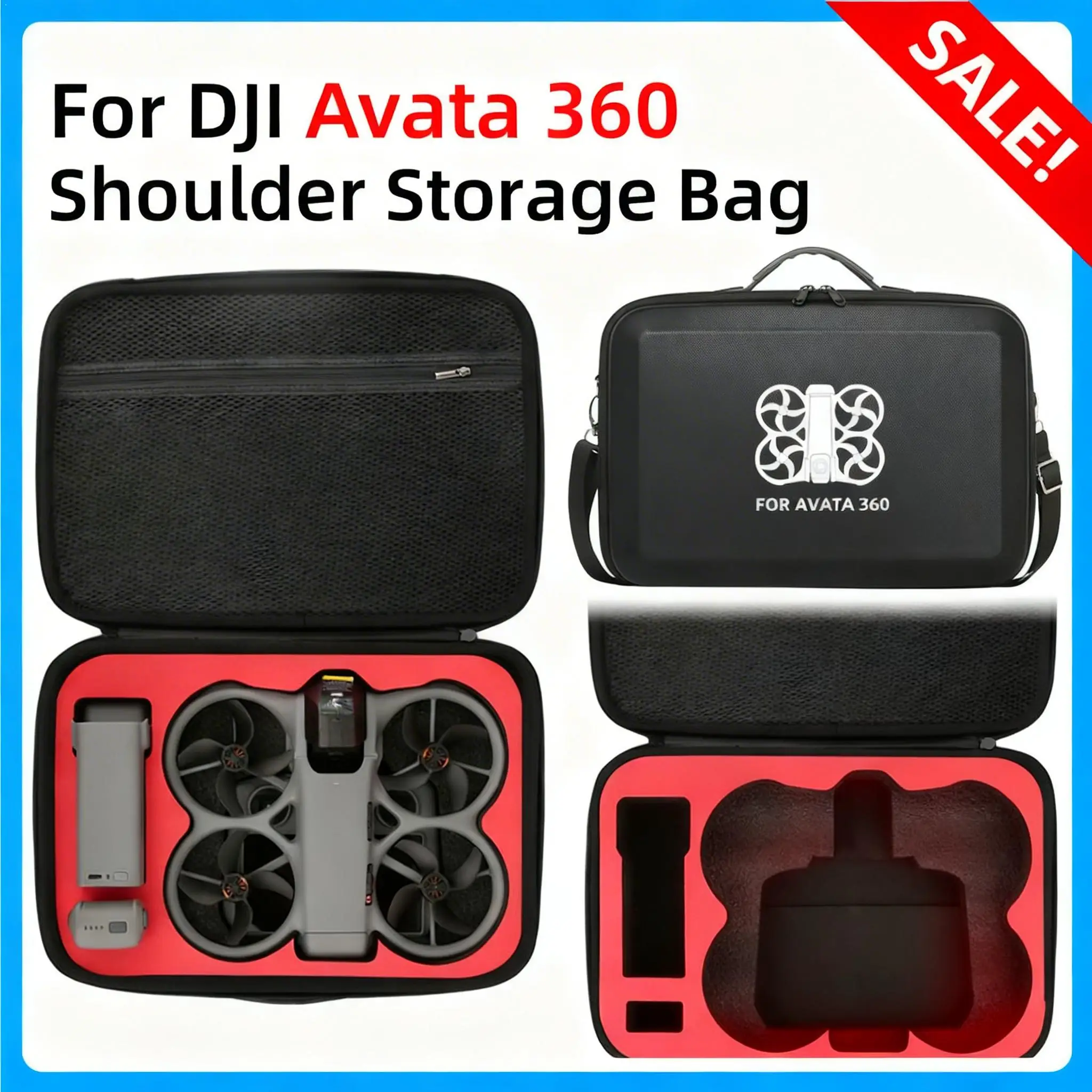 DJI Avata 360 Motion Fly More Combo용 대용량 휴대용 숄더백, 충격 방지 보관 케이스 드론 액세서리