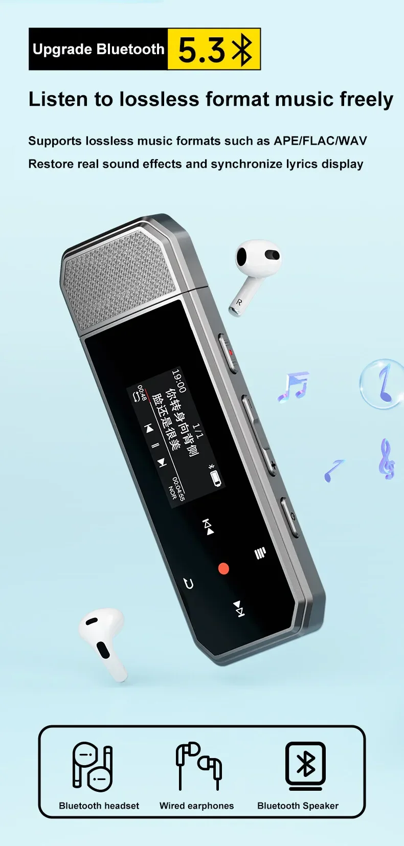Ruizu Usb Mp3 Player Mini 64 Gb Touch Key Bluetooth 5.3 Sport Clip Musik Player Unterstützung Fm Radio Recorder E-Book Schrittzähler Sa6D4577942074Fc4A8916043177Cc653B