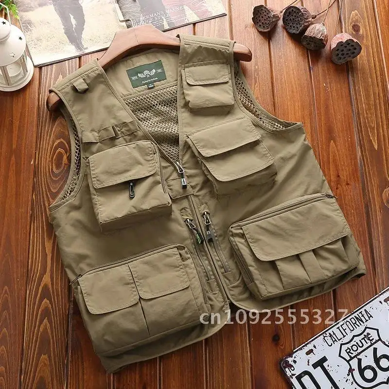 Description Picture 4 of itemPlus Size S-7XL Men's Outdoor Vest Hiking Fishing Hunting Orange Multi-pockets Waistcoat Quick-dry Breathable Chaleco Tactico