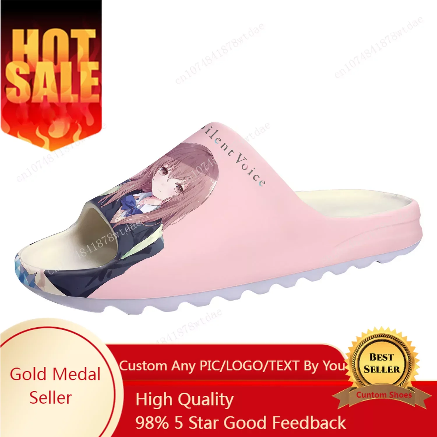 

A Silent Voice Soft Sole Sllipers Mens Womens Teenager Home Clogs Japanese Anime Step In Water Shoes On Shit Customize Sandals