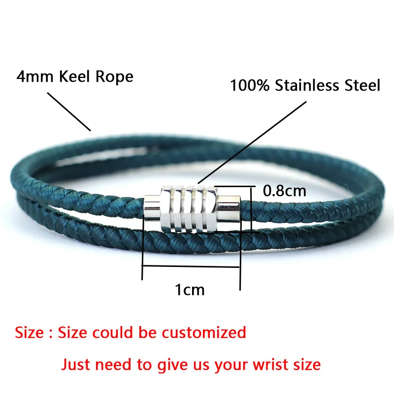Stainless Steel Magnetic Clasp Men Keel Rope Bracelet