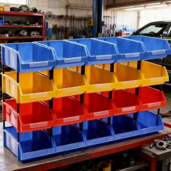 Contenitori Impilabili per Stoccaggio Attrezzature | Rastrelliera da Parete Resistente - Organizzatore per Garage, Officina e Casa con Perni di Montaggio