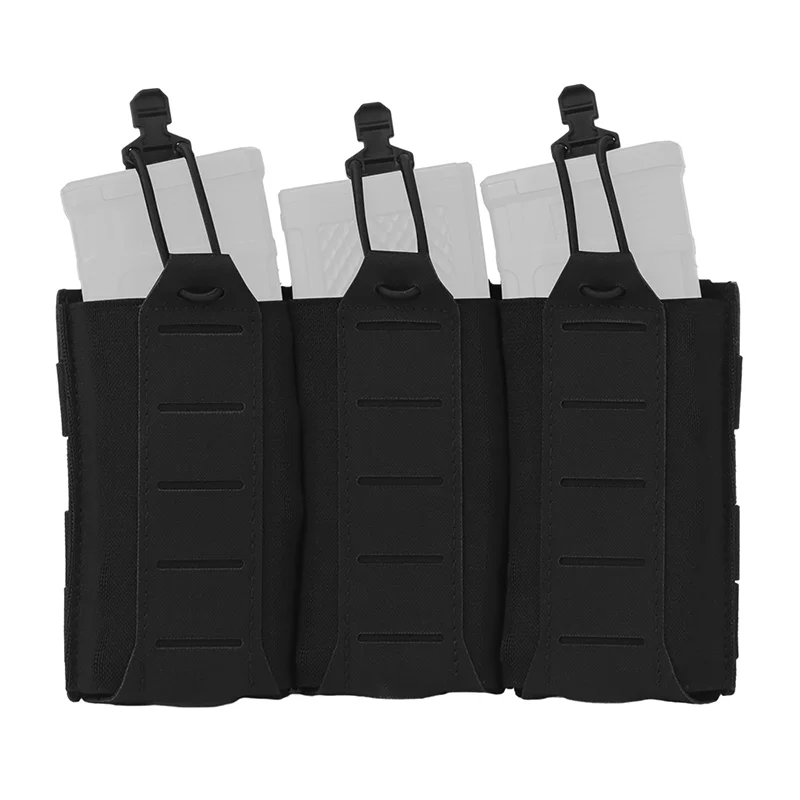 Triple Mag Pouch 5,56/7,62 mm, leicht, oben offen, elastisch, MOLLE-Halterung, Multi-Kaliber, Feldgebrauch, Jagdweste, Taillenausrüstung, Träger – Detail 14