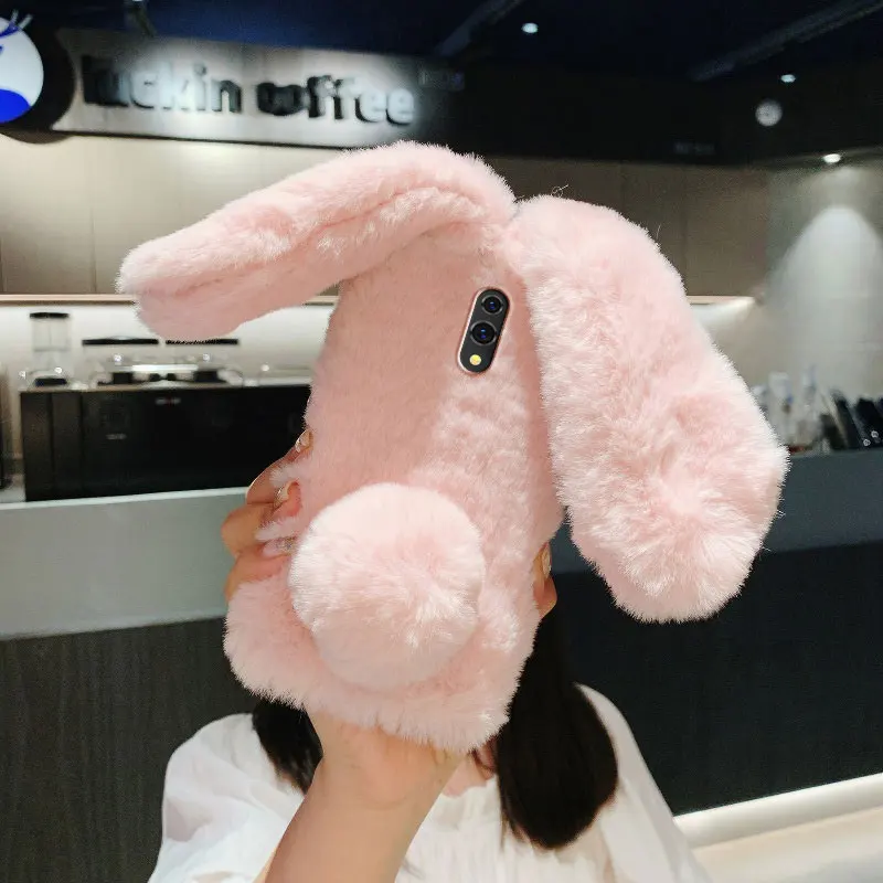 Чехол-накладка для OPPO Find X3 Neo Lite Realme 8 7i 5 C11 C15 C17 C21 X7 RENO 3 4 Pro 5G ТПУ с кроличьими ушками