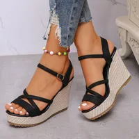 Fashion Wedges Shoes Women Summer Platform High Heel Female Buckle Sandals Sexy Bohemia Style Mujer Women's Sandals 2024 - Image 2