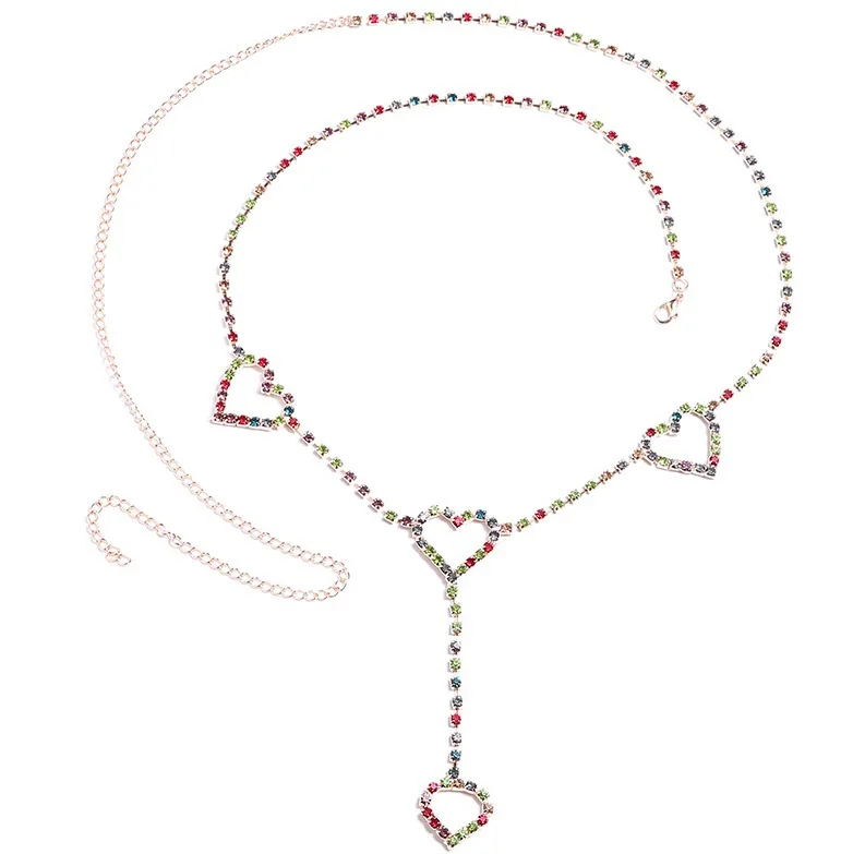 Rhinestone Body Chains Belt Crystal Waist Chains Heart Pendant Summer Beach Waist Body Jewelry Festival Belt Belly Jewelry Women - Image 4