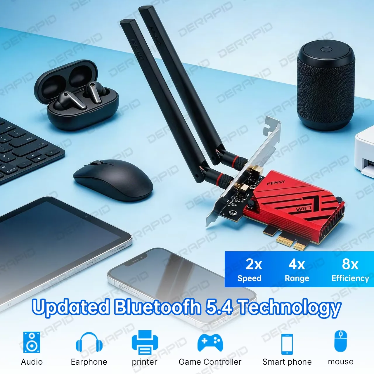WiFi 7 MT7925 PCIe 네트워크 카드 블루투스 5.4 무선 어댑터 5400Mbps 트라이 밴드 2.4G 5G 6GHz WiFi7 안테나 카드 (윈도우10/11용)