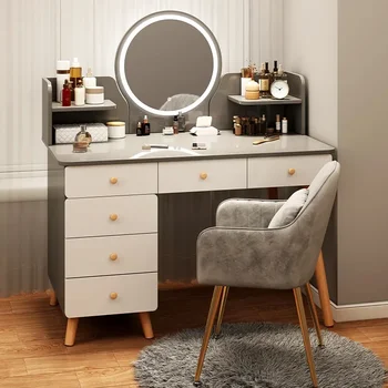 Toeletta Tavolo da trucco multifunzionale con sedia a specchio Armadi comodi Soggiorno Mobili per camera da letto Penteadeira
