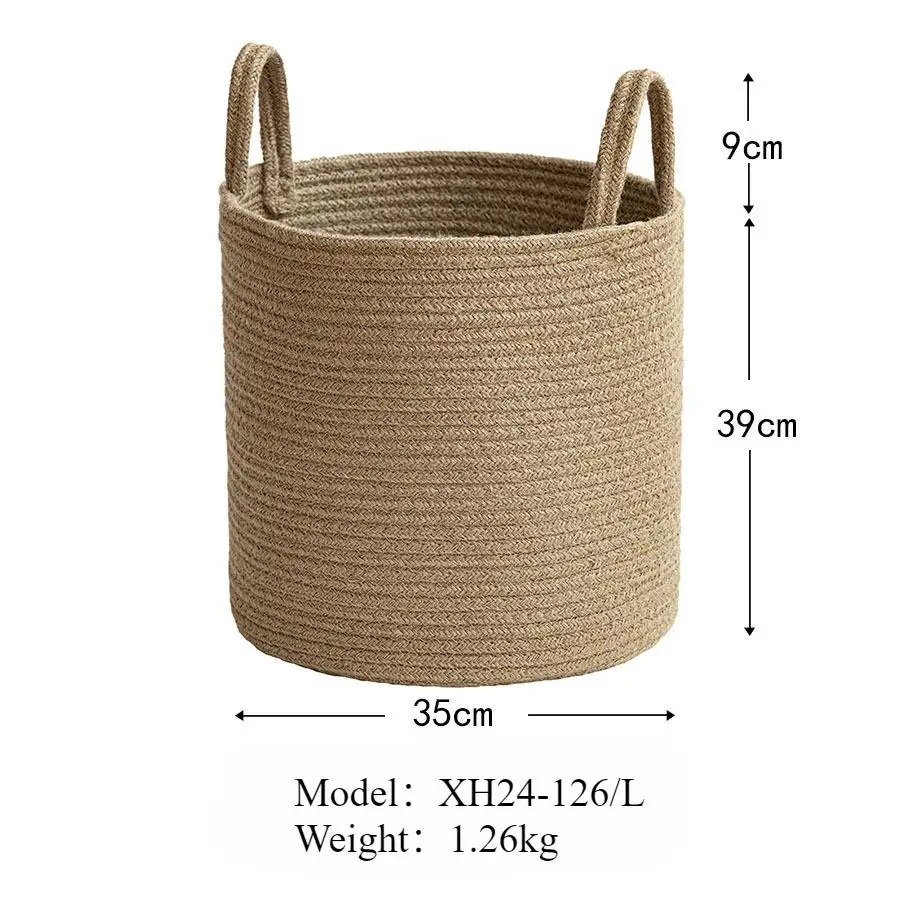 Wicker Basket Hand-woven Storage Basket Rope Woven Deep Foldable Storage Laundry Basket Toy Sundries Storage Basket 6