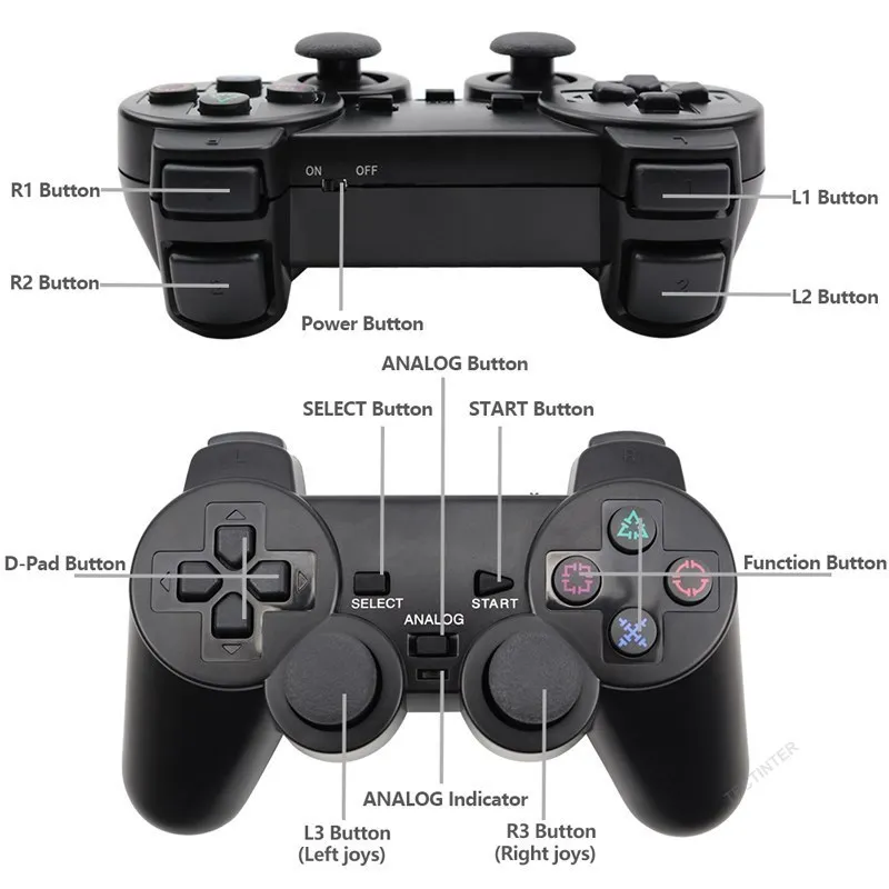 Gamepad sem fio para sony ps2 controlador para playstation 2