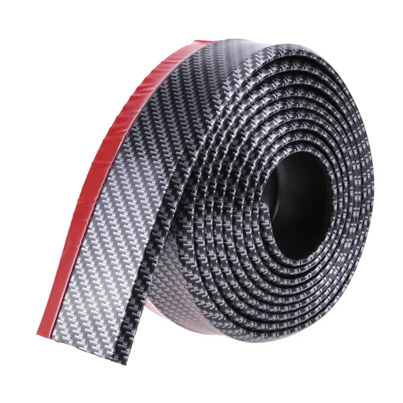 Car Bumper Lip Stickers 2.5M Soft Carbon Fiber Car Rubber Bumper Strip Outside Front Lip Protectors