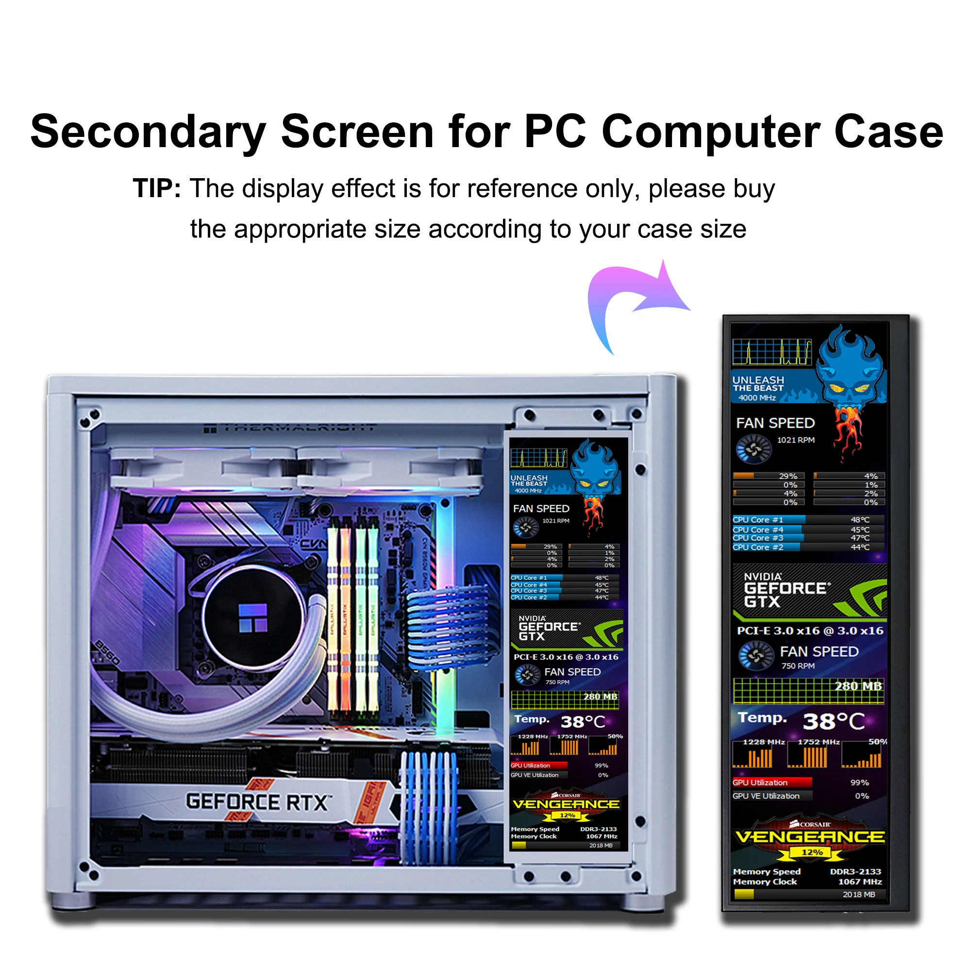 Wisecoco ũž  , IPS DIY ŰƮ, NV126B5M-N41 1920*515 µ, AIDA64 ͸ CPU GPU, 12.6 ġ Hyte y60