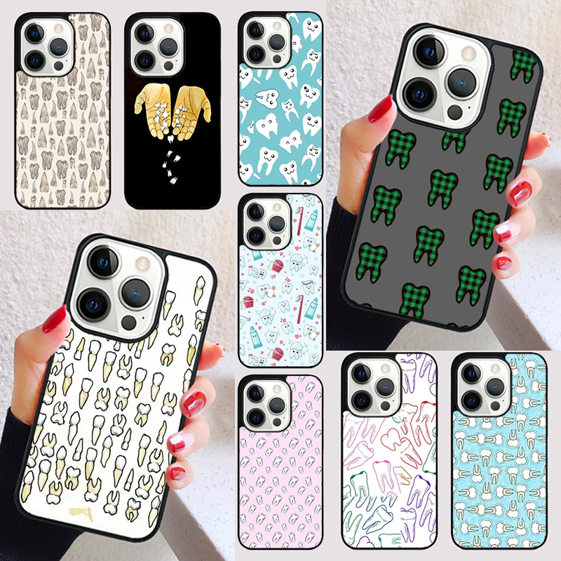 Dental White Tooth Cover Per Iphone 15 13 12 11 14 Pro Max Mini X Xr Xs Max Se 2020 7 8 6S Plus Custodia Per Telefono