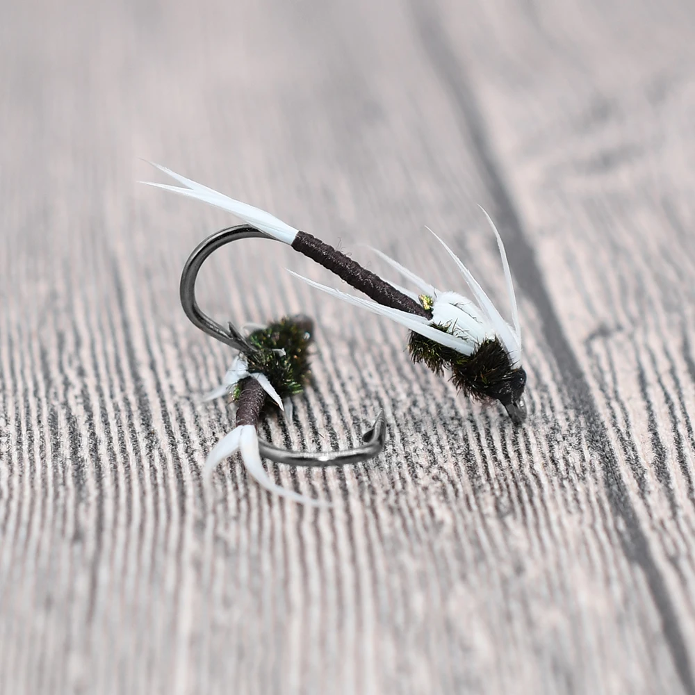 MNFT 10 unidades # 6 cauda branca pura mosca insetos ninfa isca truta  moscas pesca mosca molhado gancho seco - AliExpress, image size:1000x1000
