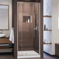 Semi-Frameless Pivot Shower Door in Brushed Nickel,Tempered Glass,Brushed Nickel 1