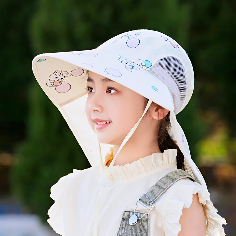 Kids Bucket Hat with Whistle Outdoor Cute UV Protection Beach Cap Boy Girl Summer Hat Breathable UV Protection 4