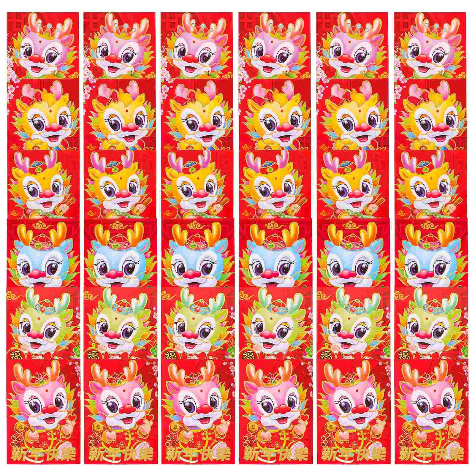 

Chinese Red Envelopes 2024 Year The Dragon Hongbao Cartoon Lucky Money Envelopes Red Packets Spring Festival Wedding Birthday