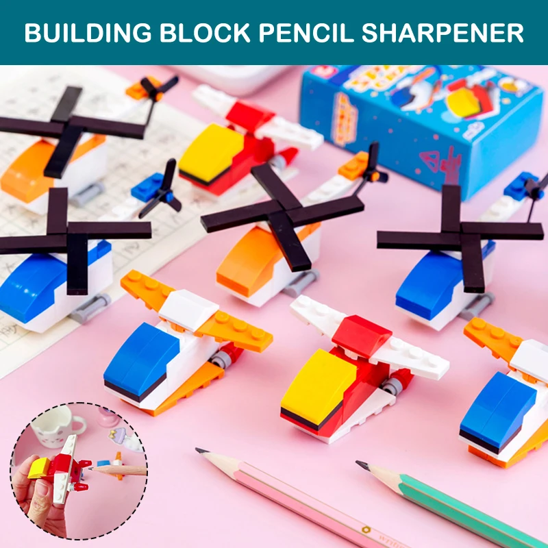 

DIY Cartoon Building Block Pencil Sharpener Student Creative Puzzle Assembled