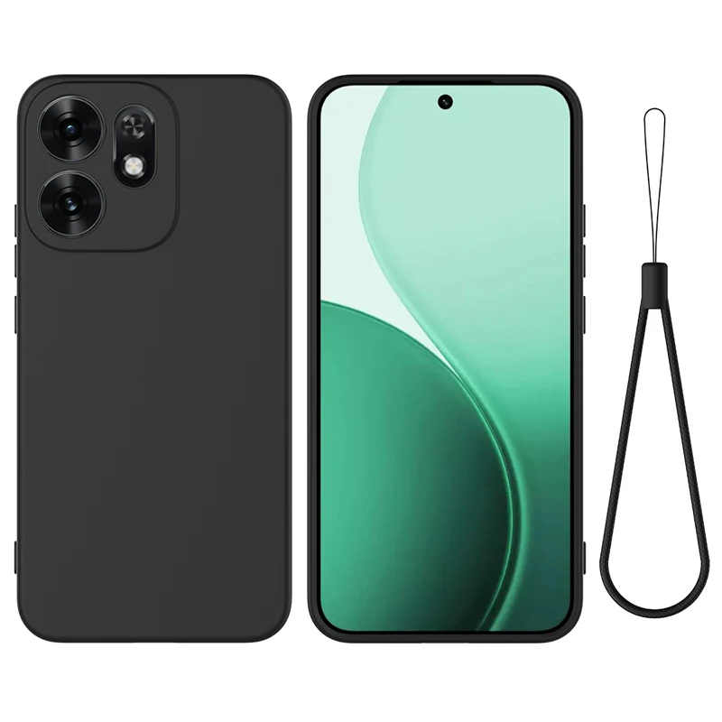 Premium Liquid Silicone Back Cover with Flock Lining and Strap Lanyard