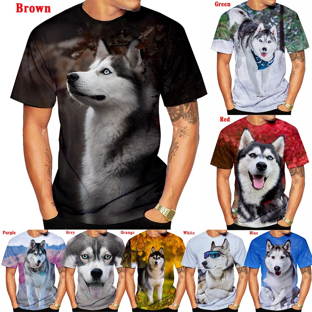 

2023 Animal Siberian Husky Funny New Fashion 3D T-shirt Personality Creative Summer O-neck T-shirt