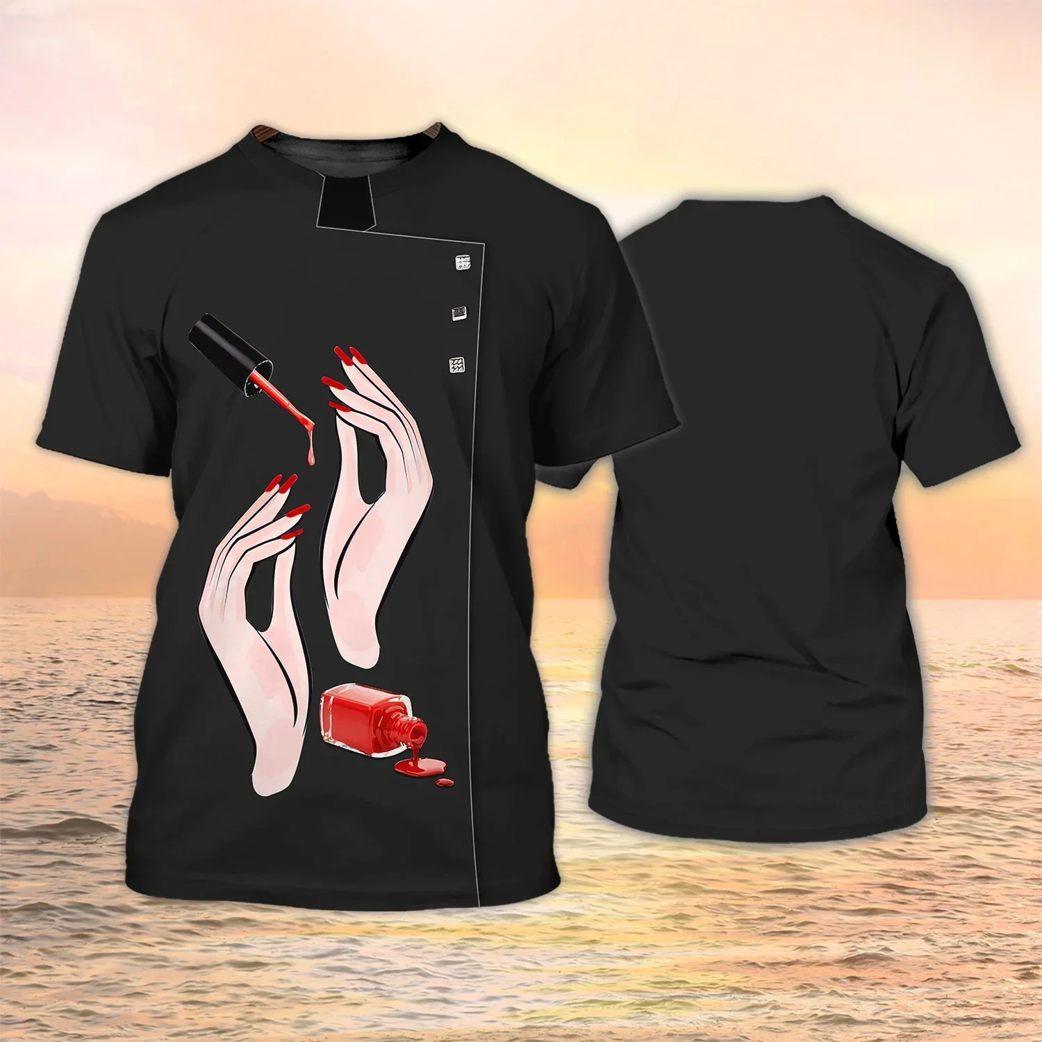 

Fashion summer men's personalized name T-shirt Nail technician 3D printing T-shirt Unisex Harajuku street casual sports T-shirt