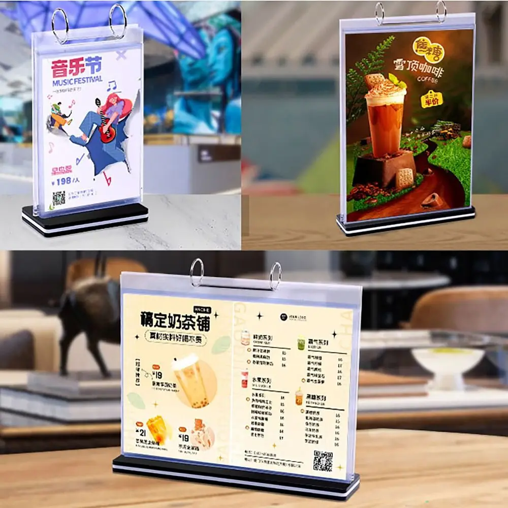 A4 A5 A6 Table Menu Stand Convenient Portrait Pageable Paper Menu Display Stand Landscape Waterproof Flip Table