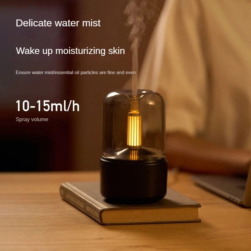 Home Aromatherapy Machine Ultrasonic Atomizer Simulation Candlelight LED Bedside Lamp Bedroom Low Noise Humidity