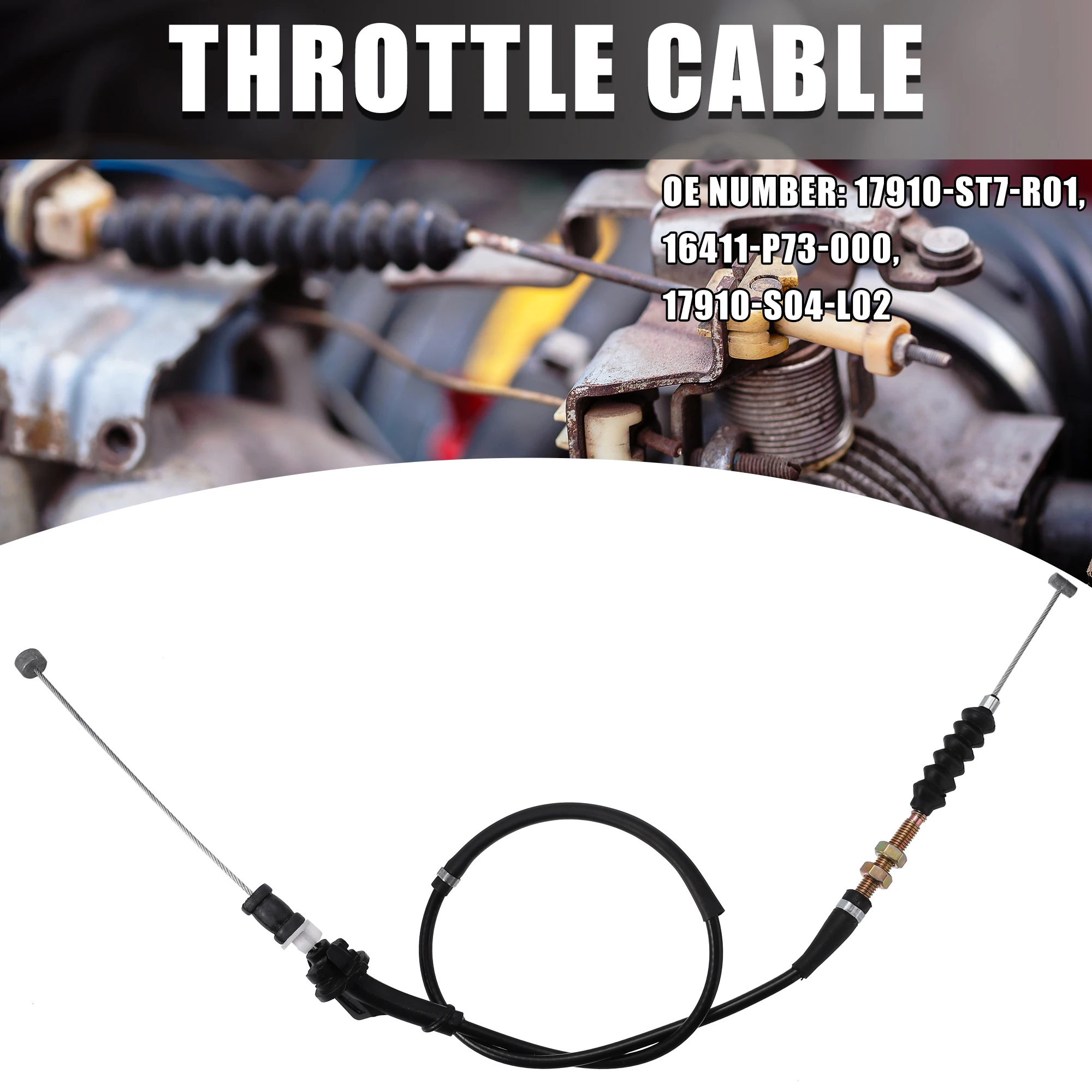 

17910-ST7-R01 16411-P73-000 17910-S04-L02 Throttle Cable Replacement for Honda Civic B16A 1992-2000 Black
