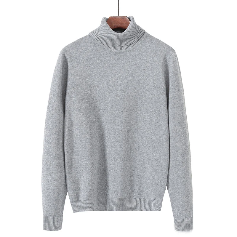 

High Quality Spring Autumn Men's Cotton Sweaters Turtleneck Pullovers Knitted Sweater Hommes Fit Slim Solid Color Tops Clothes