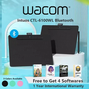 Wacom Intuos 10.4 x 7.8" M Bluetooth Graphic Drawing Tablet 4 ExpressKeys Works for Chrome Mac OS Android Windows (CTL-6100WL)