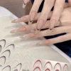 1pcs French Gradient Nail Sticker 3D 14colors Crescent Design Nail Decal Stencil Manicure Guides For Girl Nail Slider Decoration 4