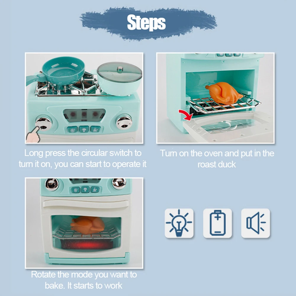 Children's Toy Kitchen Mini Oven, Toy Oven Children's Kitchen Stove Toy, Suitable For Children Aged 3-12