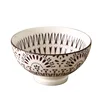 Nordic machine-printed under-glazed ceramic tableware Japanese creative 4.5-inch high-foot anti-scald soup bowl millet rice bowl 6