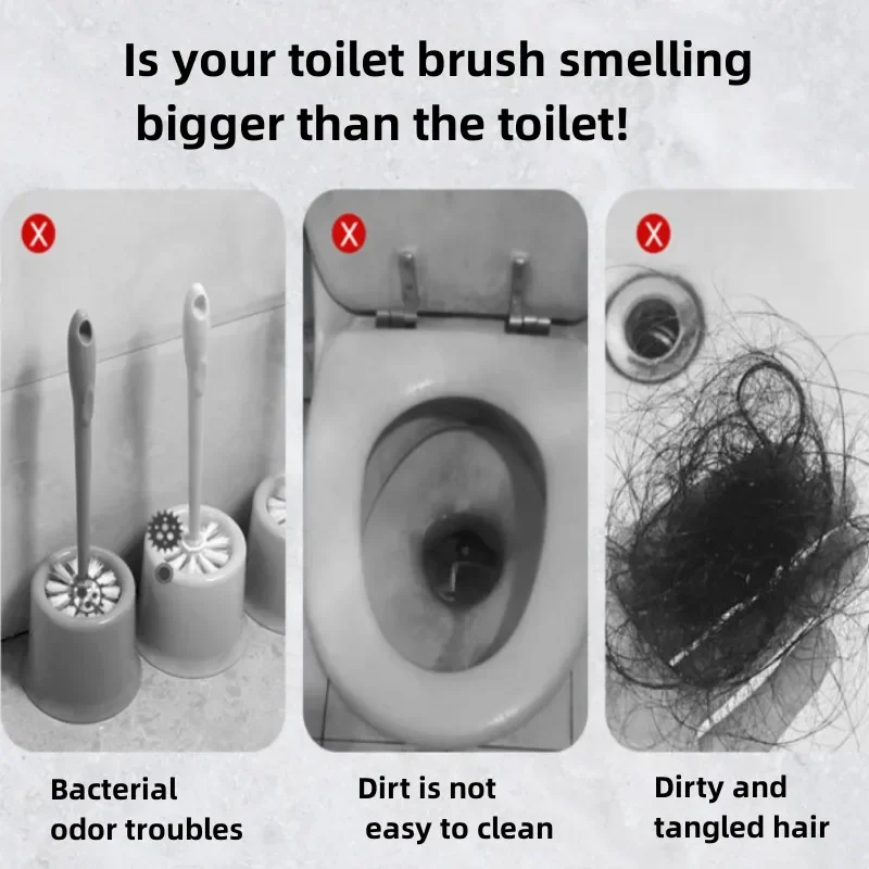 Description Picture 4 of itemWall Hanging Toilet Brush with Holder Long Handled Silicone Toilet Brush Soft Bristles WC Cleaning Brush Bathroom