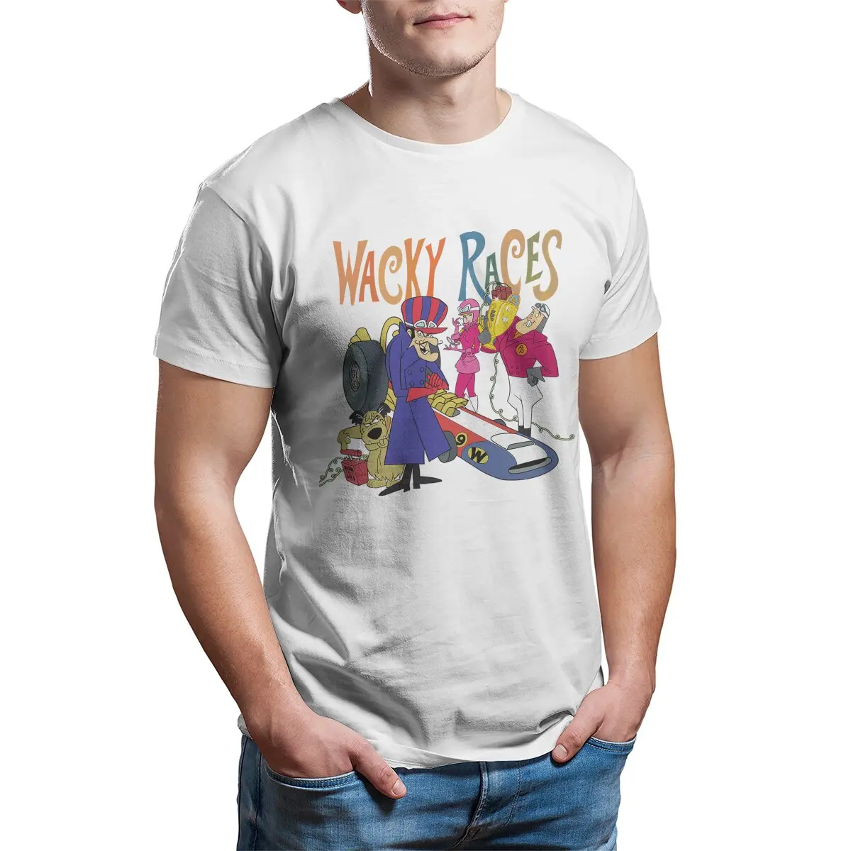 Wacky Races 70s Cartoon Glen Evans Men T Shirts Fashion Tee Shirt Short  Sleeve T-Shirts 100% Cotton 4XL 5XL 6XL Clothing - AliExpress