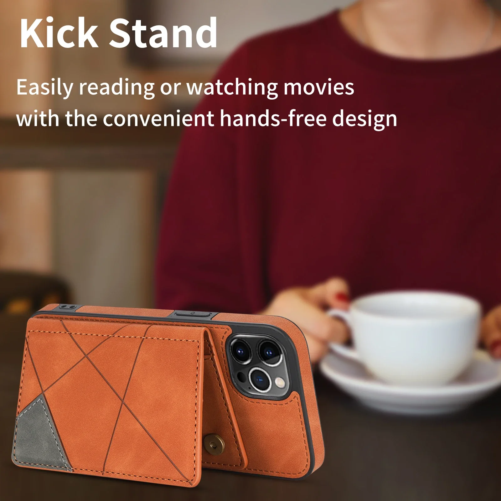 Luxury Leather Wallet Phone Case with Credit Card Holder & Stand Feature