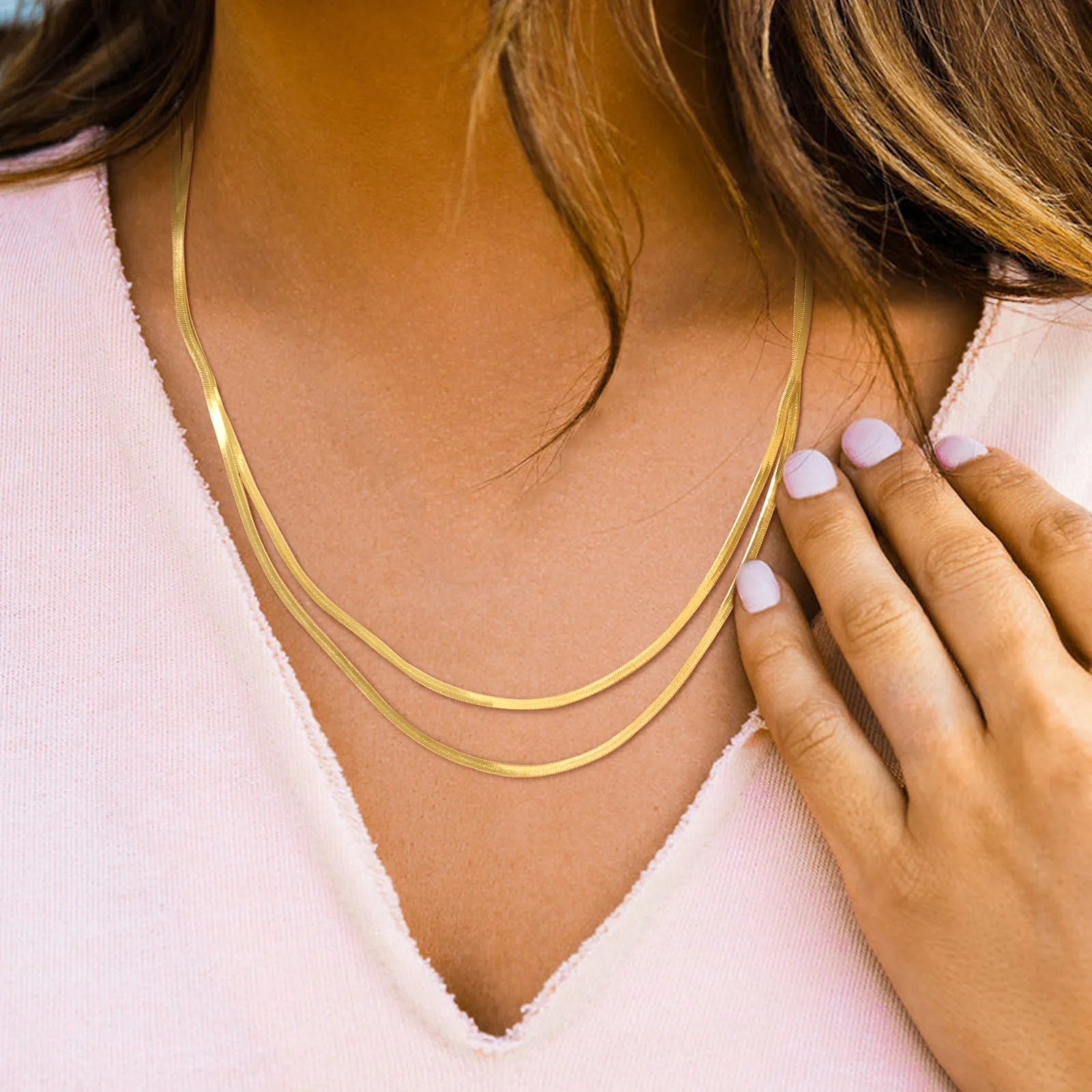 SAND Jewelry Dainty Gold Herringbone Chain Necklace – S.A.N.D. Jewelry