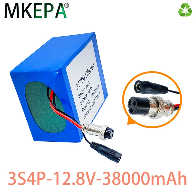 

2024 32700 Lifepo4 Battery Pack 4S3P 12.8V 38Ah 4S 40A 100A Balanced BMS for Electric Boat and Uninterrupted Power Supply 12V