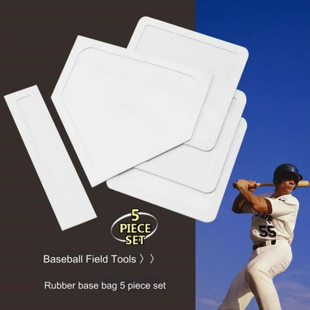 Rubber Waterproof Base Bag, Baseball Softball, Pitcher's Plate Mat, Home Plate, Baseball Field Equipment, 5 Pcs Set