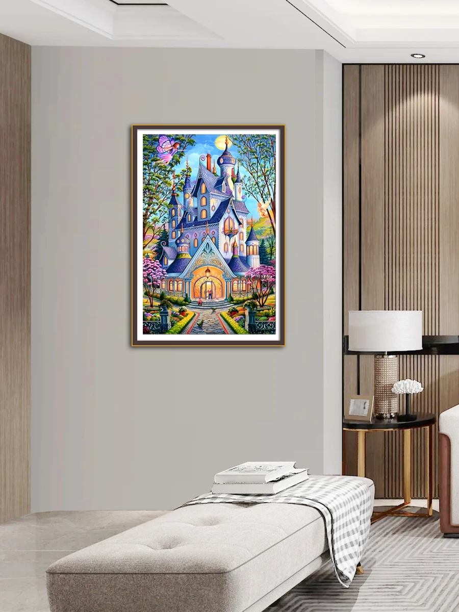 Scenery Cross Stitch Spring Castle DIY Embroidery Kit Home Fashionable Decorative Painting 11CT9CT Printed Needlework Handicraft