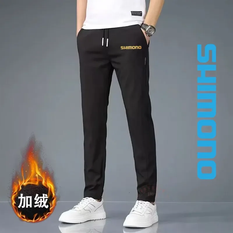 

Новинка 2024, осенне-зимние Бархатные повседневные рыболовные штаны для мужчин, уличные спортивные облегающие прочные брюки с прямым рукавом