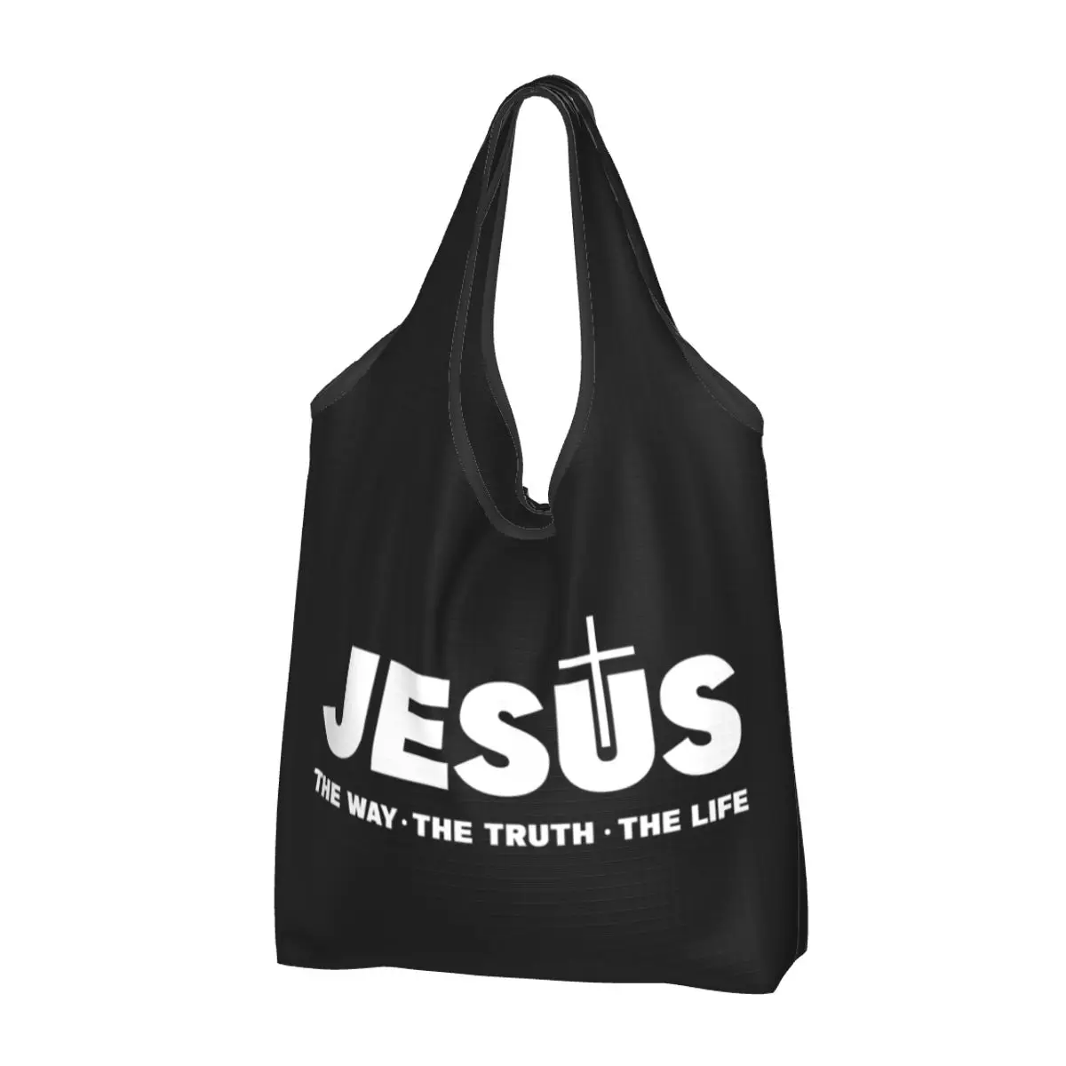 

Printing Jesus Christ The Way The Truth The Life Tote Shopping Bags Portable Shopper Shoulder Religion Christian Faith Handbag