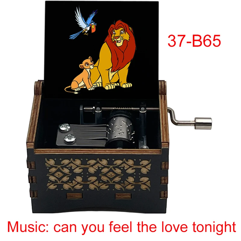 color print Lion King can you feel the love tonight Music Box Hand Wooden Musical Christmas Birthday Gift Decoration