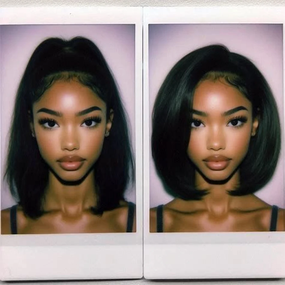 Glueless 13x4 Lace Front Human Hair Wig Short Bob Transparent Yaki Straight Brazilian Remy Pre Plucked